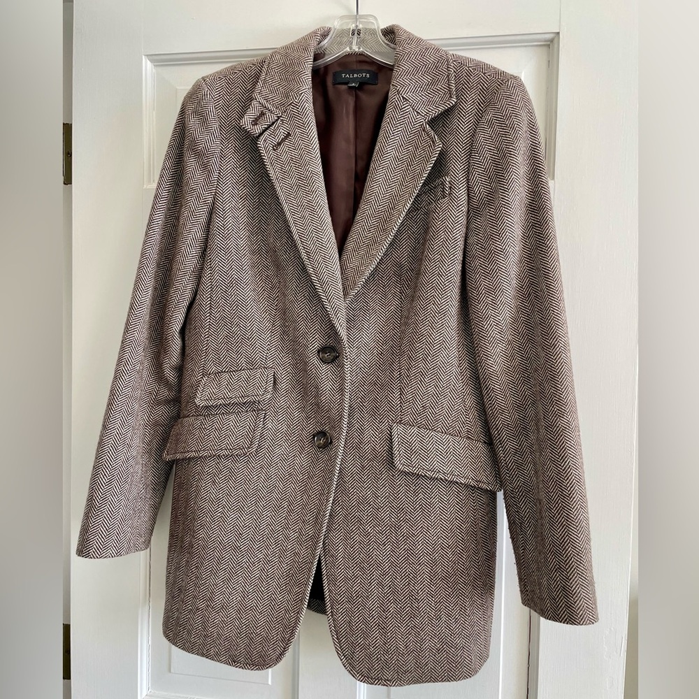 Talbots Brown Herringbone Tweed Blazer